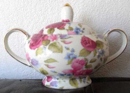 Summer Rose Chintz Sugar Bowl & Lid