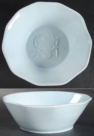 Seahorse and Seashell Menagerie Blue 8" Round Bowl