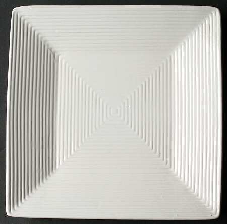 Square Lines White Salad Plate