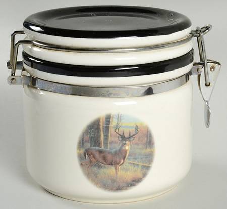 Old Mossy Horns Small Canister with Hinged Lid