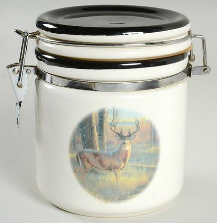 Old Mossy Horns Medium Canister with Hinged Lid