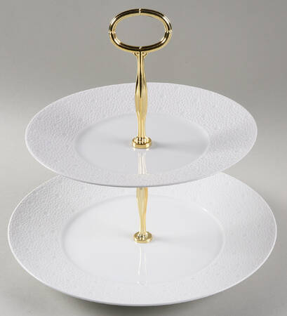 Ecume White 6 5/8"-10"  2 Tiered Serving Tray (Dp, Sp) HC