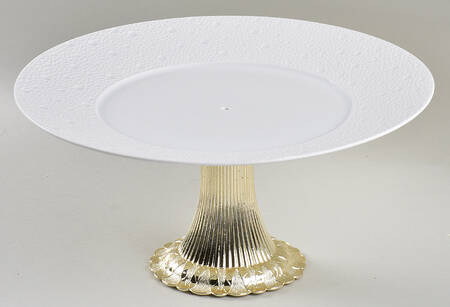 Ecume White Cake Stand with 4"-5" Metal Pedestal  Hc