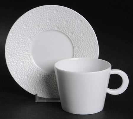 Ecume White Flat Cup & Saucer Set