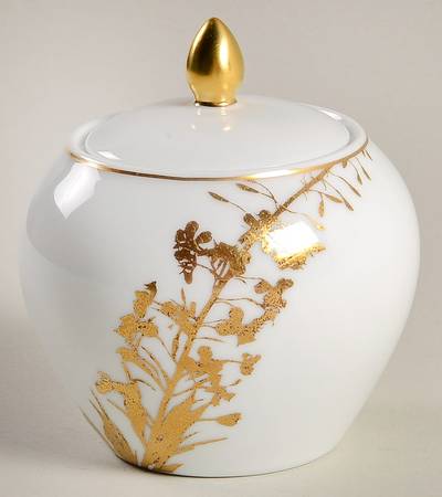 Vegetal Gold Sugar Bowl & Lid
