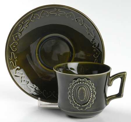 Barbeque Green Flat Cup & Saucer Set