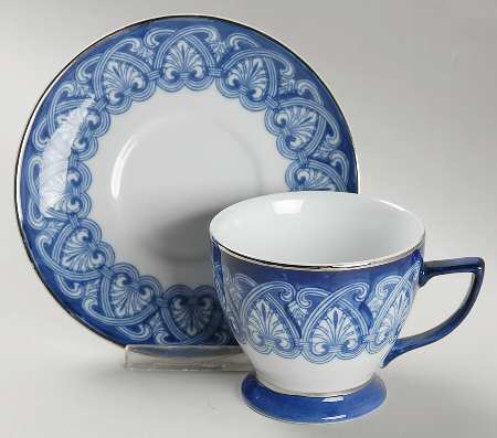 Tile Footed Cup & Saucer Set