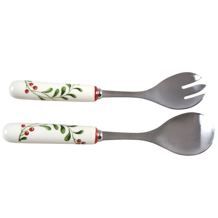 Mistletoe Serving Fork and Spoon Set