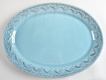 Lisbon Blue 15" Oval Serving Platter