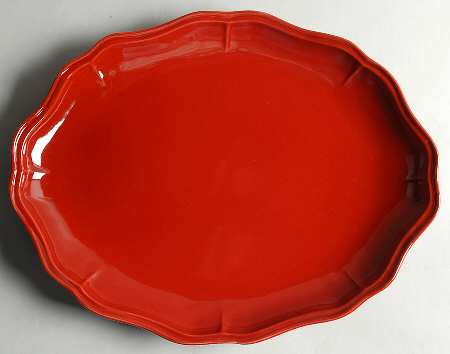 Simply Fluted Red Garnet 15" Oval Serving Platter