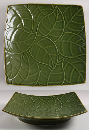 Tea Leaves Green 12" Square Serving Platter