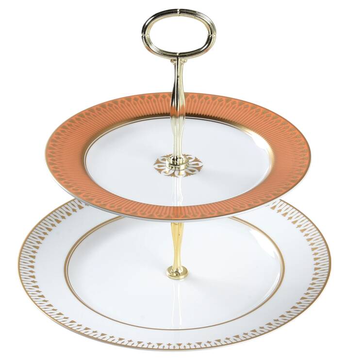 Soleil Levant 6 5/8"-10"  2 Tiered Serving Tray (Dp, Sp) HC