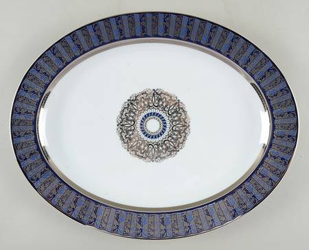 Eventail Blue 15" Oval Serving Platter