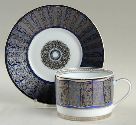 Eventail Blue Flat Cup & Saucer Set