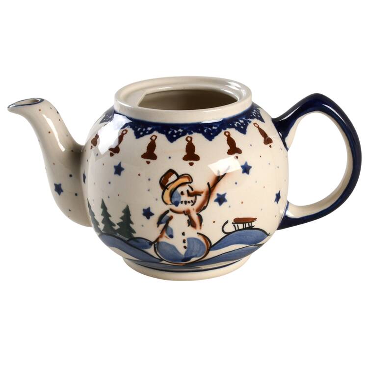 Snowman (Bell Border) Teapot No Lid