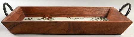 Winter Forest Wood Rectangular Handled Tray