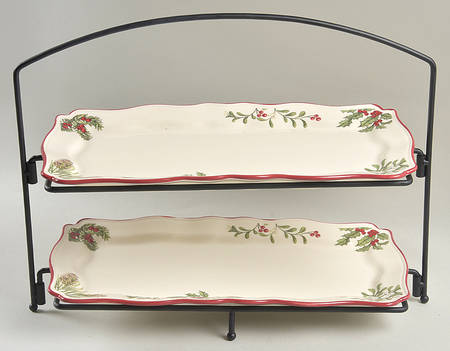 Winter Forest 2 Tier Rectangular Tray Set with Metal Stand by Better Homes and Gardens