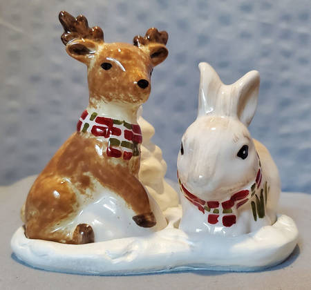 Winter Forest Figural Salt & Pepper with Tray Set