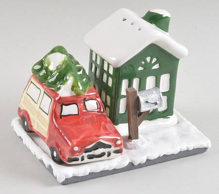 Winter Forest Figural Salt & Pepper with Tray Set