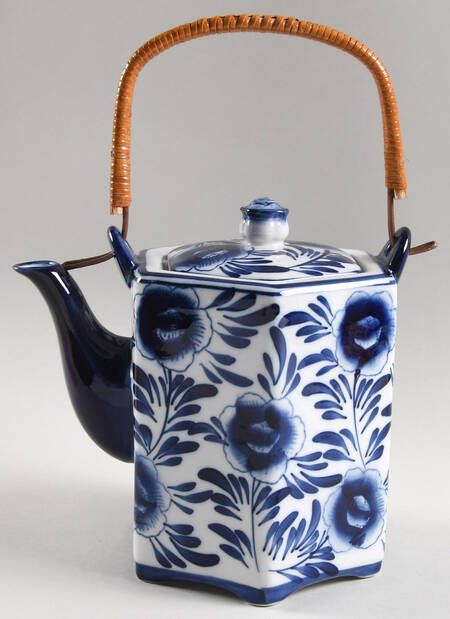 Asian Garden Teapot & Lid with Removable Top Handle