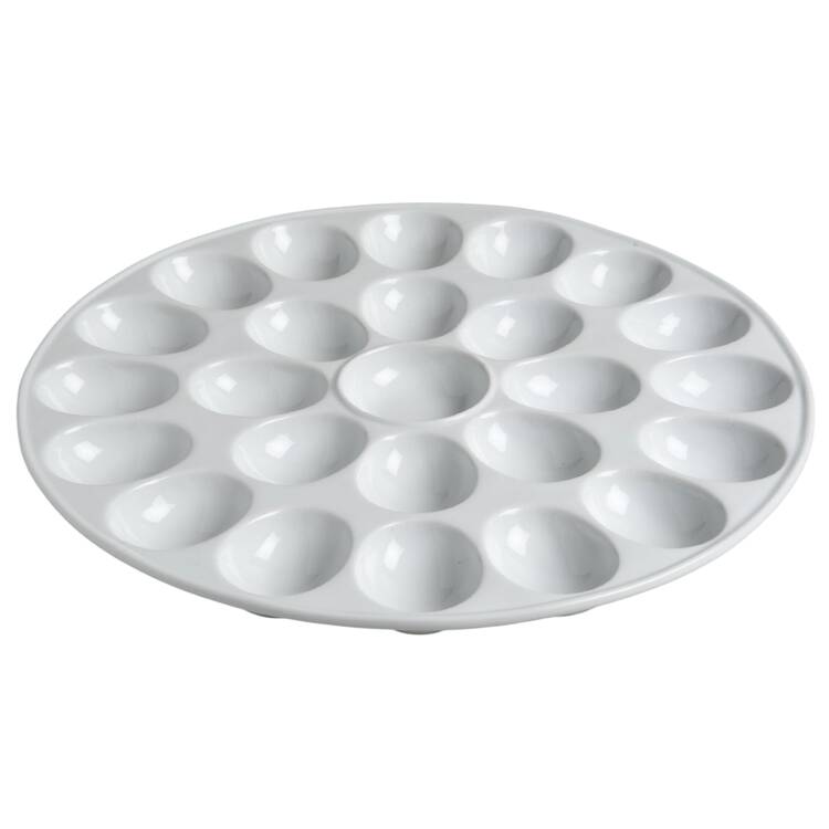 Whiteware (Round, Smooth) Deviled Egg Plate