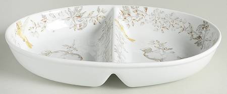 Fruitful Nectar 11" Oval Divided Vegetable Bowl