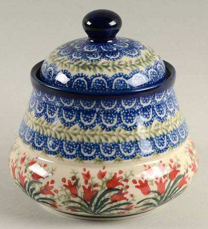 Red Tulip Sugar Bowl & Lid