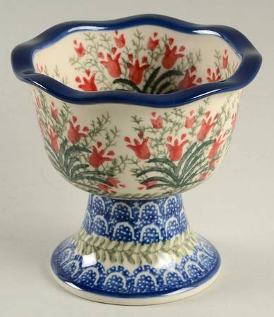 Red Tulip Footed Dessert Bowl