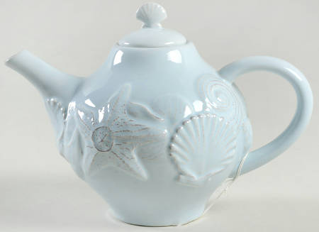 Seahorse and Seashell Menagerie Blue Teapot & Lid