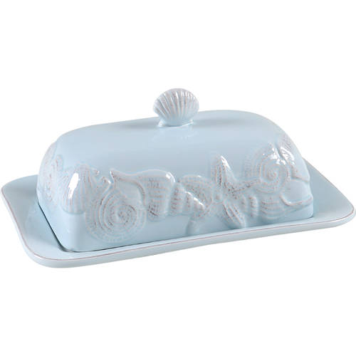 Seahorse and Seashell Menagerie Blue 1/4 Lb Covered Butter