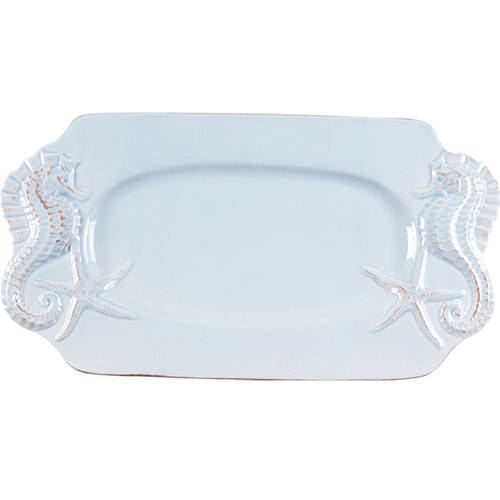 Seahorse and Seashell Menagerie Blue 12" Rectangular Tray by Blue Sky