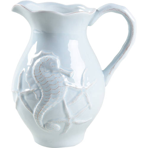 Seahorse and Seashell Menagerie Blue 40 Oz Pitcher by Blue Sky