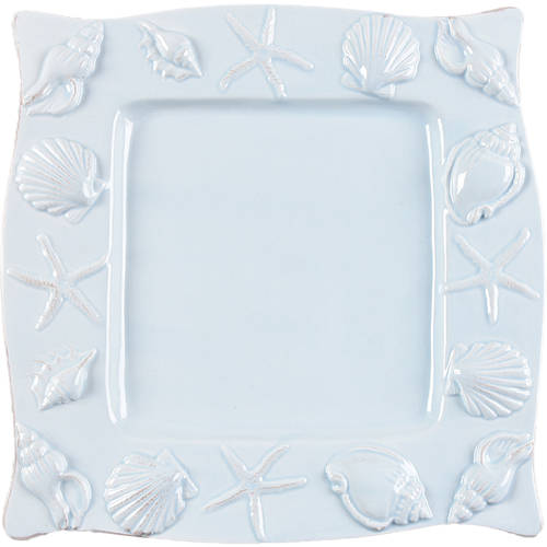 Seahorse and Seashell Menagerie Blue Square Dinner Plate