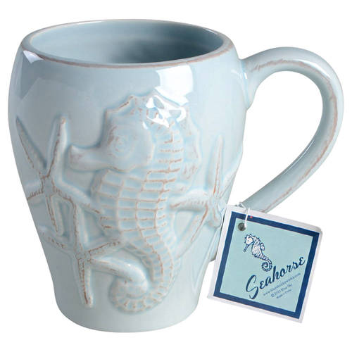 Seahorse and Seashell Menagerie Blue Mug