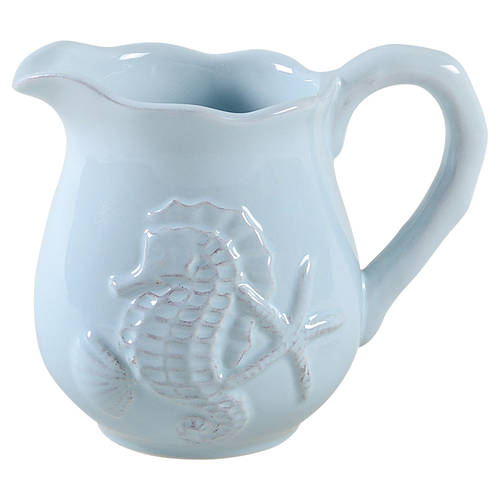 Seahorse and Seashell Menagerie Blue Creamer