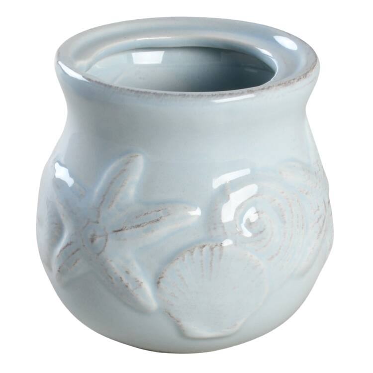 Seahorse and Seashell Menagerie Blue Sugar Bowl No Lid