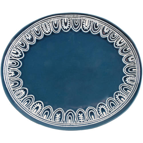 Medallion Teal 13" Oval Serving Platter