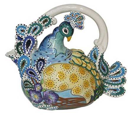 Blue Peacock Teapot & Lid