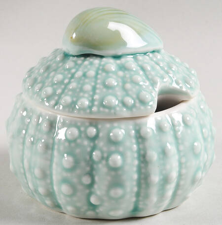 Turquoise Urchin Sugar Bowl & Lid