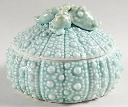 Turquoise Urchin 7" Round Box & Lid