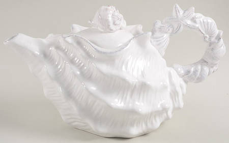 Seawave White Teapot & Lid by Blue Sky