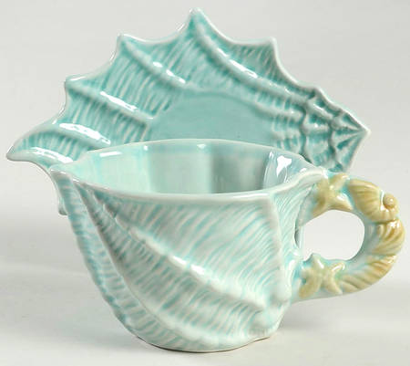 Seawave Turquoise Blue Flat Cup & Saucer Set