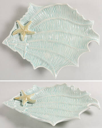 Seawave Turquoise Blue 12" Shell Shaped Dish