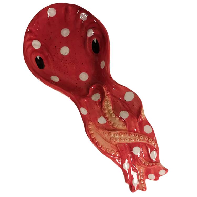 Octopus Red Spoon Rest/Holder (Holds 1 Spoon)