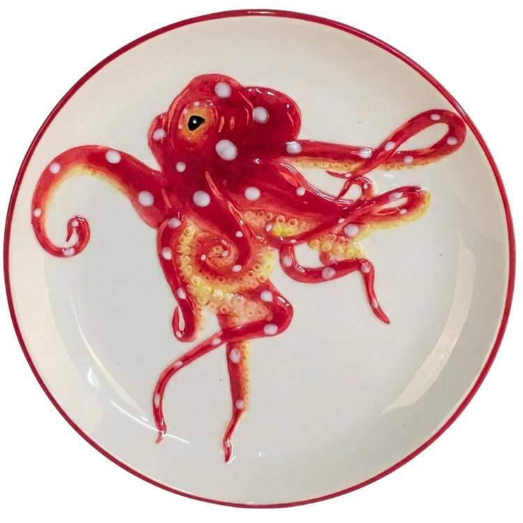 Octopus Red Salad Plate