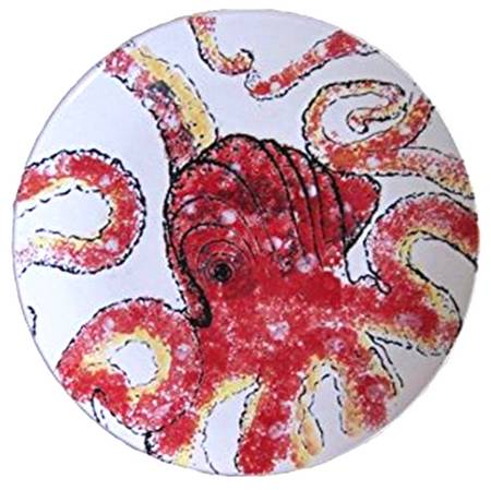 Octopus Red Dinner Plate