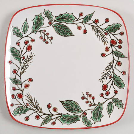 Holly Berry Square Dinner Plate