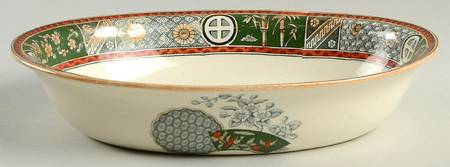 Satsuma (Multicolor, Green) 9" Oval Vegetable Bowl