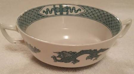 Dragon Green Flat Cream Soup Bowl