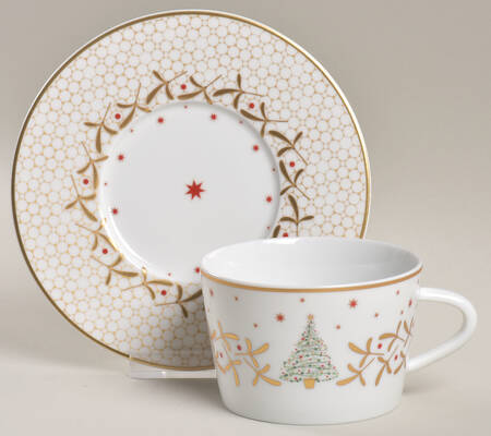 Noel Flat Cup & Saucer Set by Bernardaud